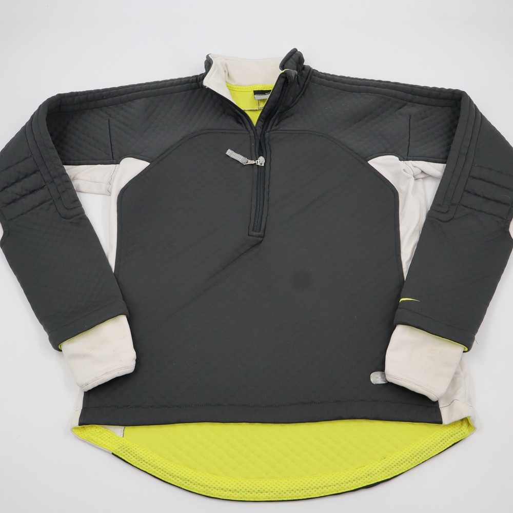Nike Sphere Thermal Pullover Womens M‎ Grey Neon Yellow 1/4 Zip H40510STP